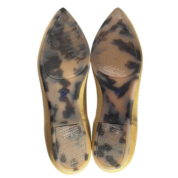 ROTHY'S Gold Pointed Toe Flats Size W7 Recycled Material Washable Women's Shoes - Picture 5 of 11
